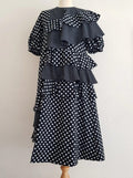 Paskal Black and White Polka Dot Ruffled Dress