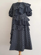 Paskal Black and White Polka Dot Ruffled Dress
