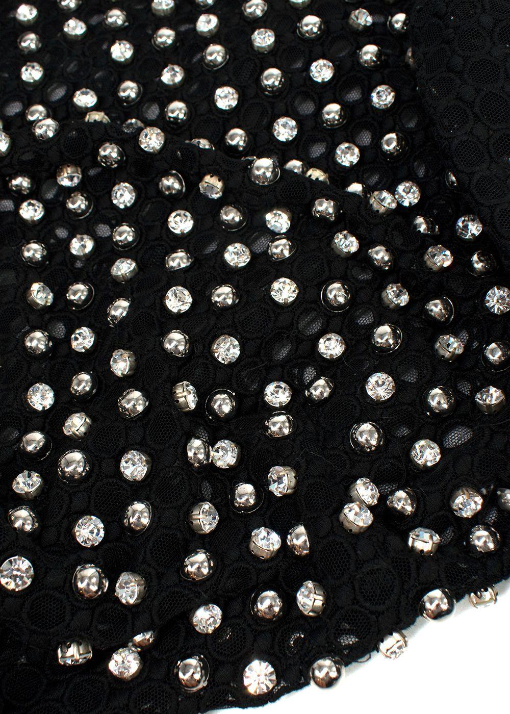 David Koma Black Crystal Embellished Bodysuit