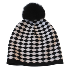 MaxMara Black and White Wool Bobble Hat