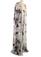 Jenny Packham Grey Floral Silk Nightgown and Robe