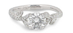 Intricate Floral White Gold Round Brilliant Cut Diamond Ring