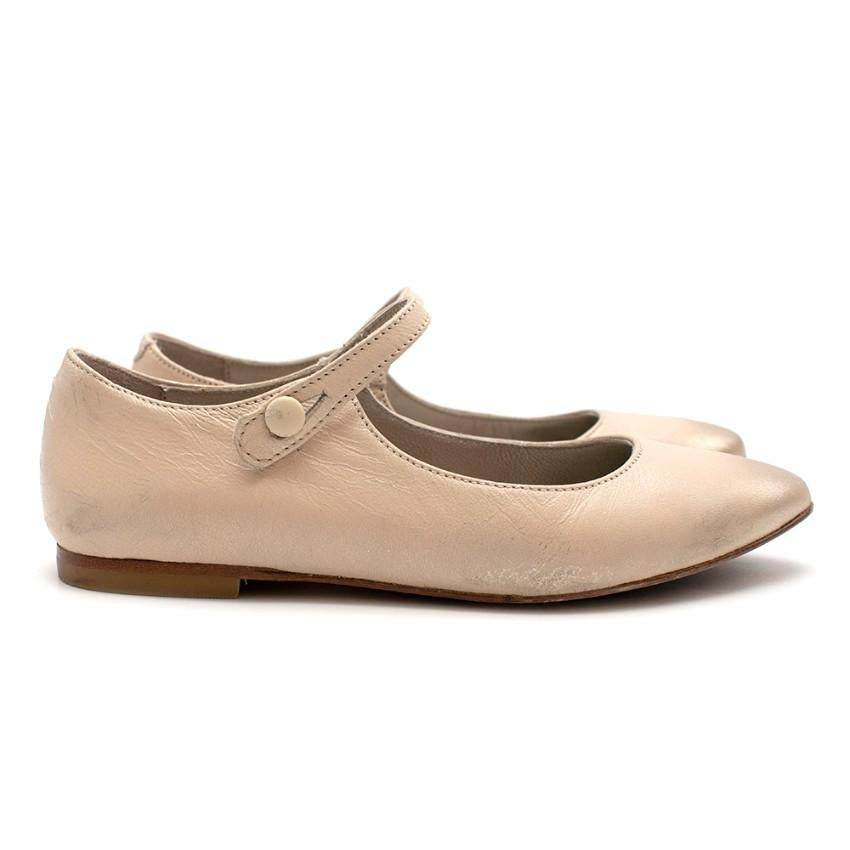 Bonpoint Vanilla Caprin Leather Mary-Jane Shoes