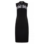 Pvc Layered Collar Mesh-panelled Wool Dress