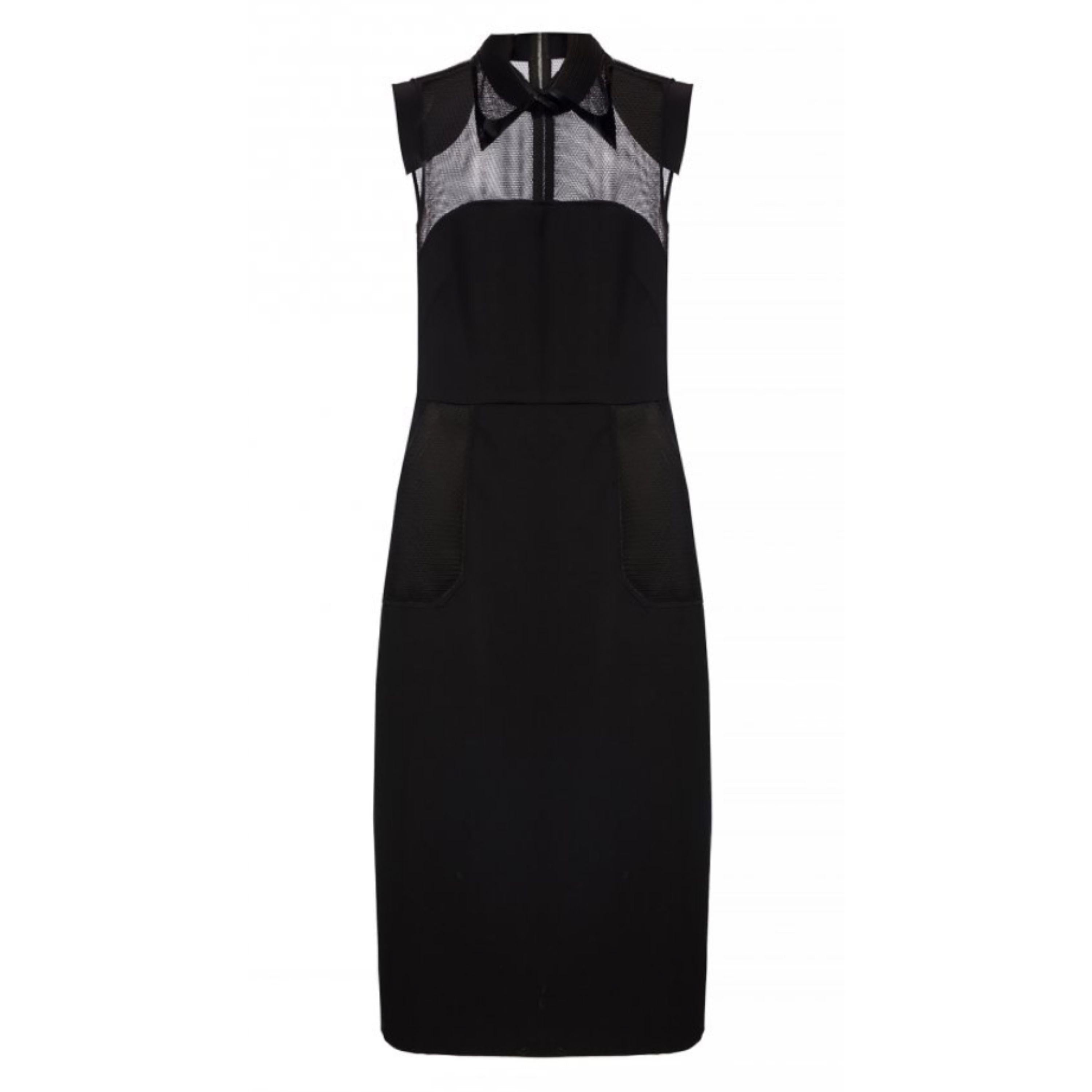 Pvc Layered Collar Mesh-panelled Wool Dress