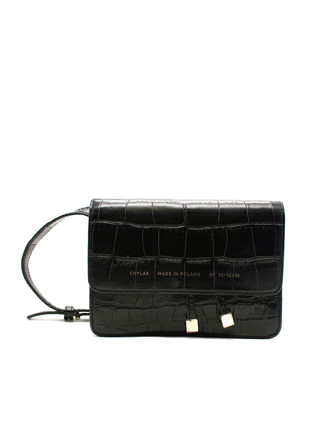 Chylak 'Black Glossy Croc' Belt Bag
