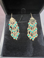 Me&Ro Gold Tone Leaf Shaped Beaded Earrings