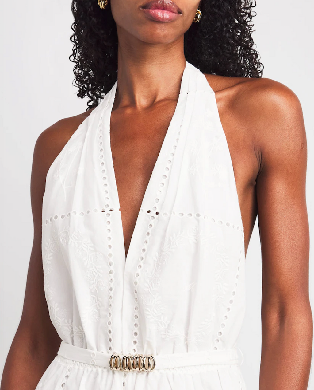 Maje Cotton Embroidered Mini Dress