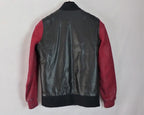Balmain Black & Red Patch Applique Leather Jacket