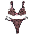 Vannina Vesperini Paris Rose & Black Plunge Bra & Thong Set