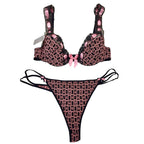 Vannina Vesperini Paris Rose & Black Plunge Bra & Thong Set