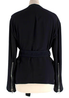 Givenchy Black  Belted  Silk Blend Utility Jacket