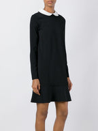 VALENTINO BLACK KNIT DRESS WITE PETER PAN COLLAR SZ M