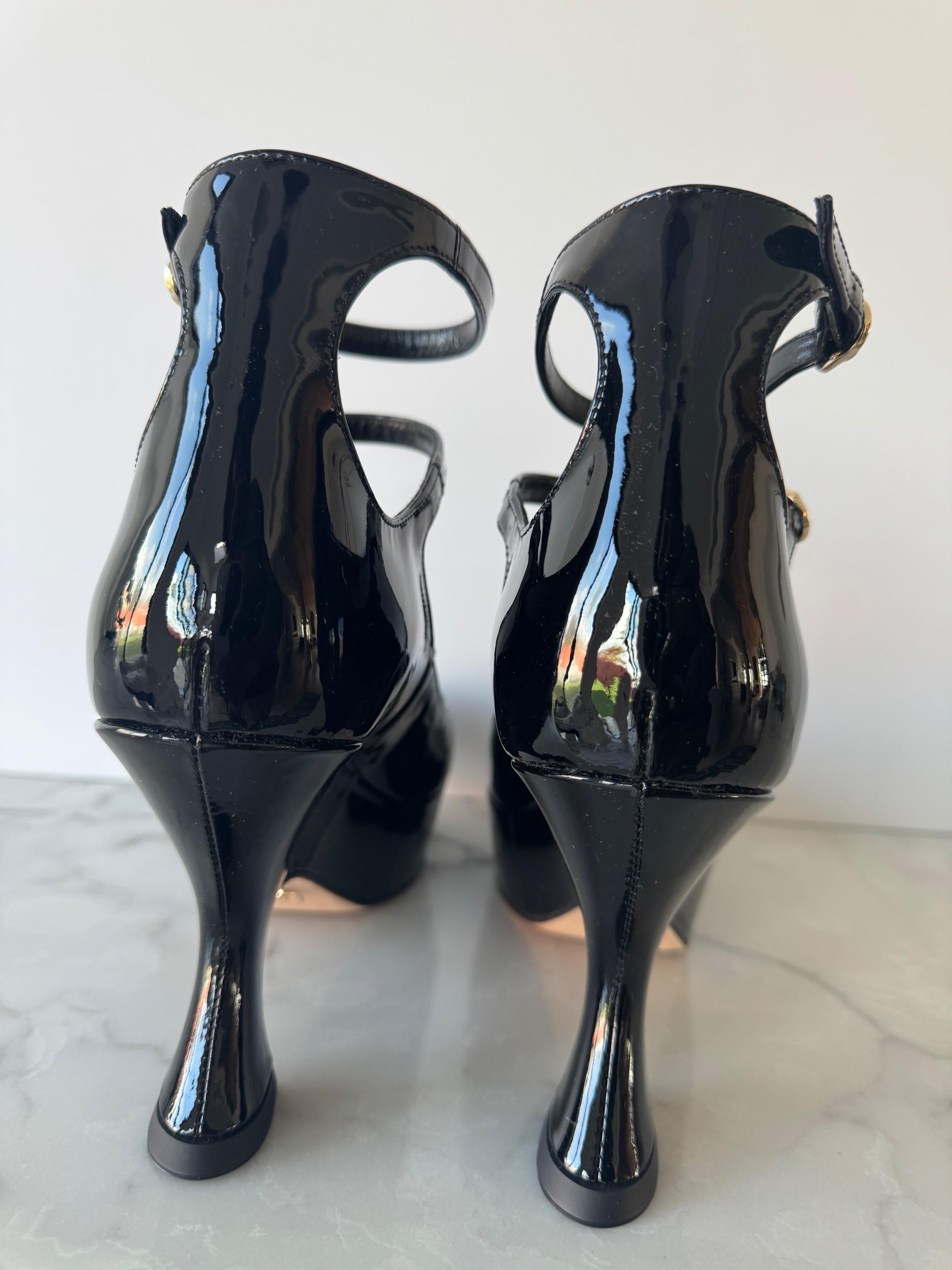 Black Patent Leather MaryJane Platform Pumps
