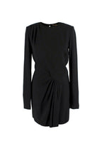 Saint Laurent Black Long Sleeve Mini Dress with Gathered Detail