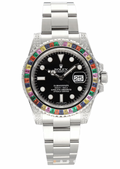 Rolex 40mm Silver Oyster Perpetual Date Submariner Rainbow  Watch