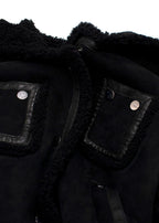 Joseph Black Shearling Hooded Biker Jacket