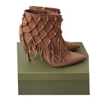 Rupert Sanderson Tassel Detail Tan Suede Ankle Boots
