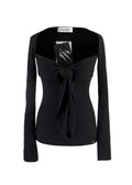The Attico Black Ribbed Knit Halterneck Sweater
