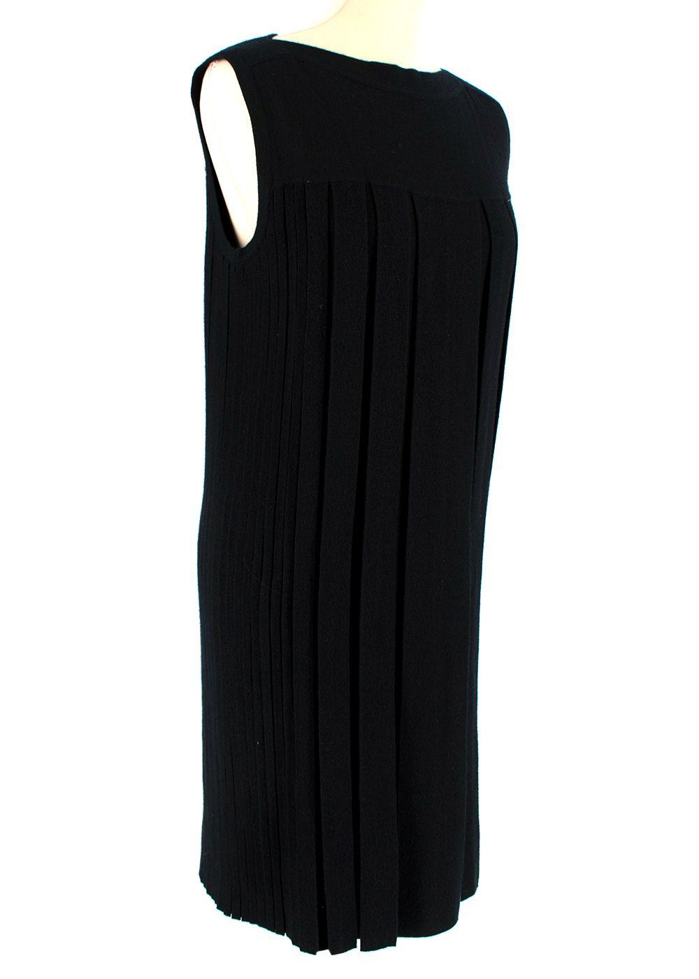 Hermes Black Cashmere Knit Pleated Dress