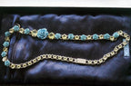 Prada Blue & Silver Floral Crystal Runway Necklace