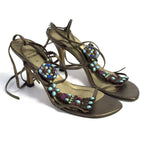 Stuart Weitzman bronze jewelled sandals
