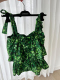 Clover print cotton tiered top