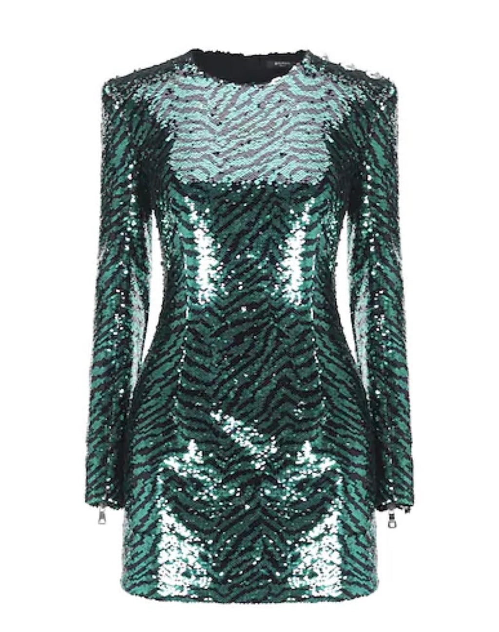 Balmain Green Sequin Mini Dress