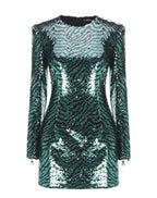 Balmain Green Sequin Mini Dress