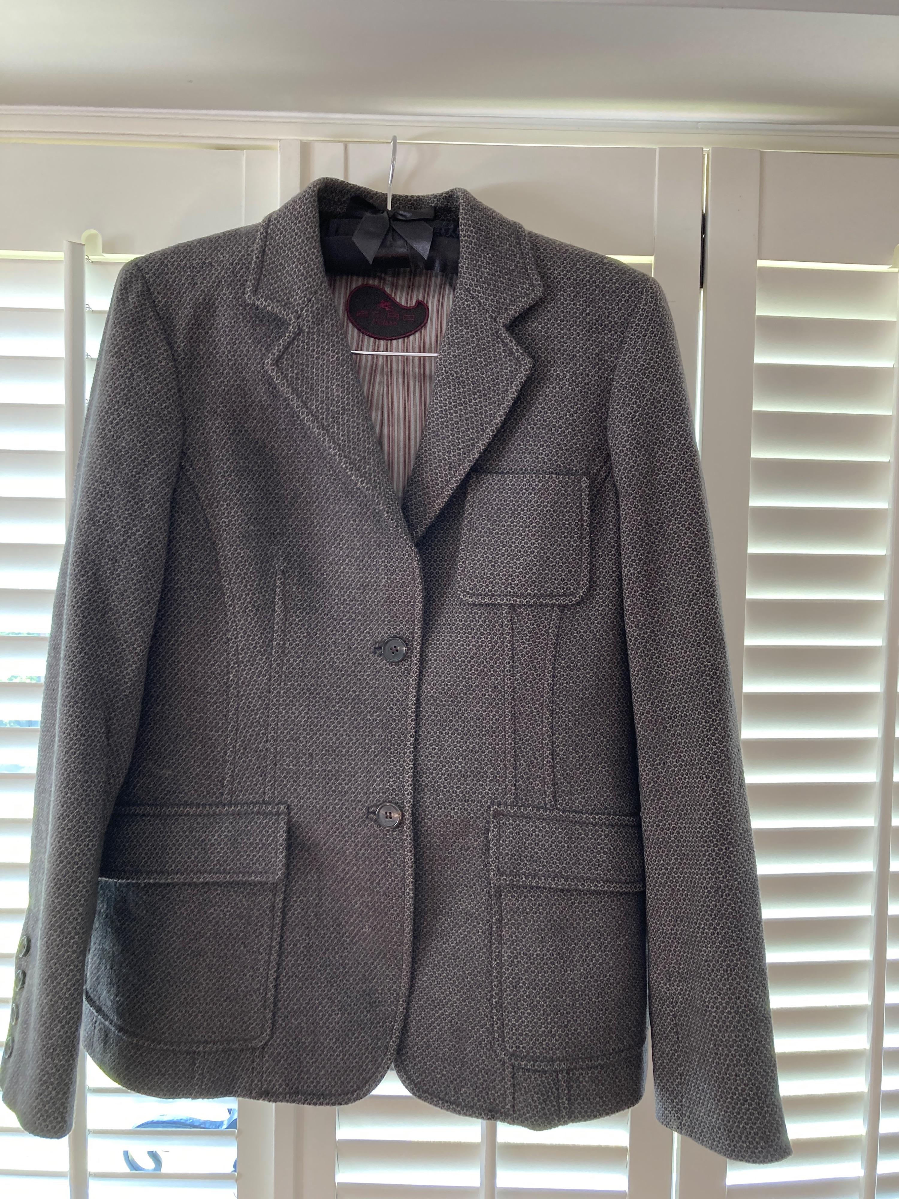 Brown Single Breasted Wool Blazer Jacket