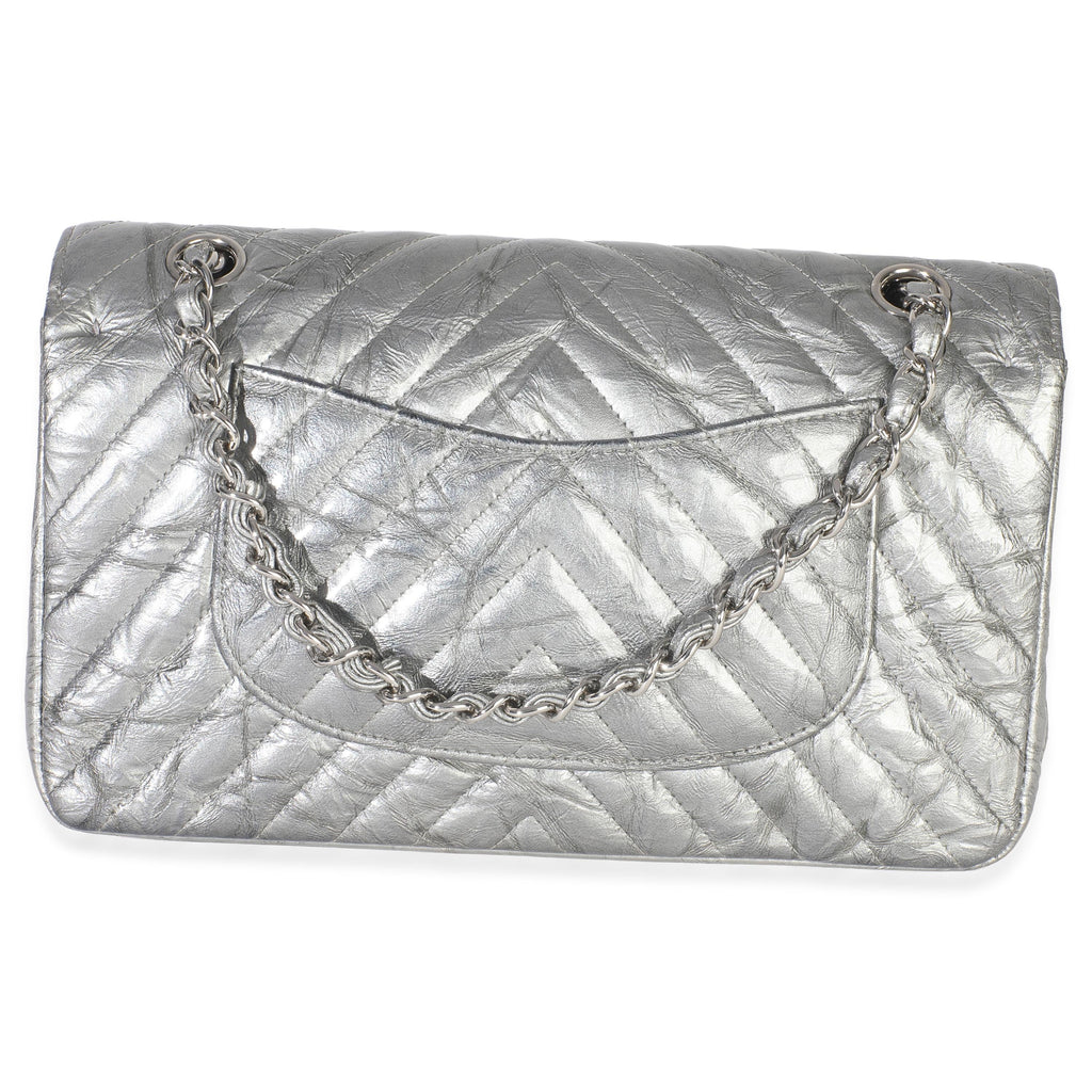 Chanel  Metallic Patent Crumpled Calfskin Chevron Medium Double Flap Bag