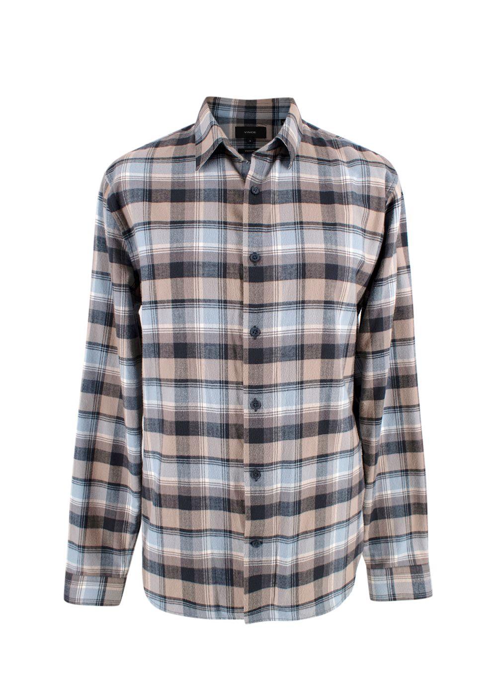 Vince Blue and Beige Check Cotton Shirt