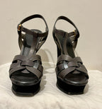grey leather Tribute platform heeled sandals