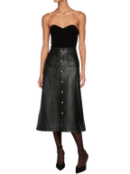 DL 1916 Black Leather Obsidian Alma Midi Skirt
