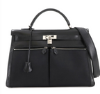 Hermès Black Kelly Lakis 40 With Silver Hardware