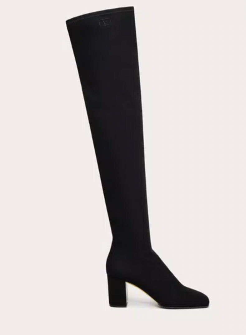Golden Walk Over the Knee Black Stretch Boots