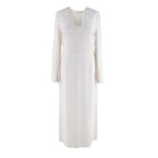 Vilshenko Embroidered Cream Crepe Midi Dress
