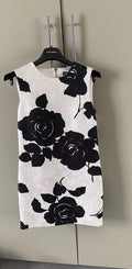 Black & White Roses Damask Shift Dress