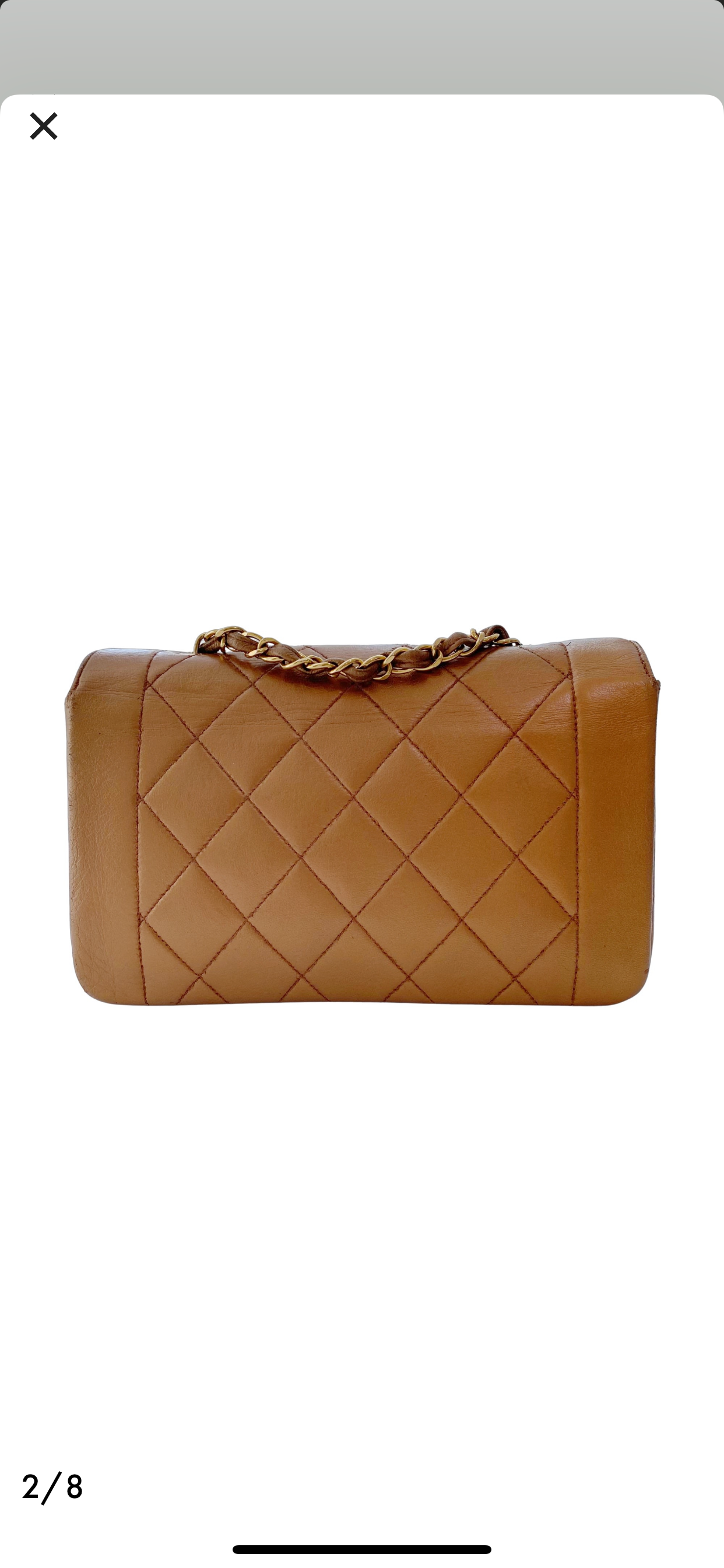 vintage beige leather small Diana flap bag