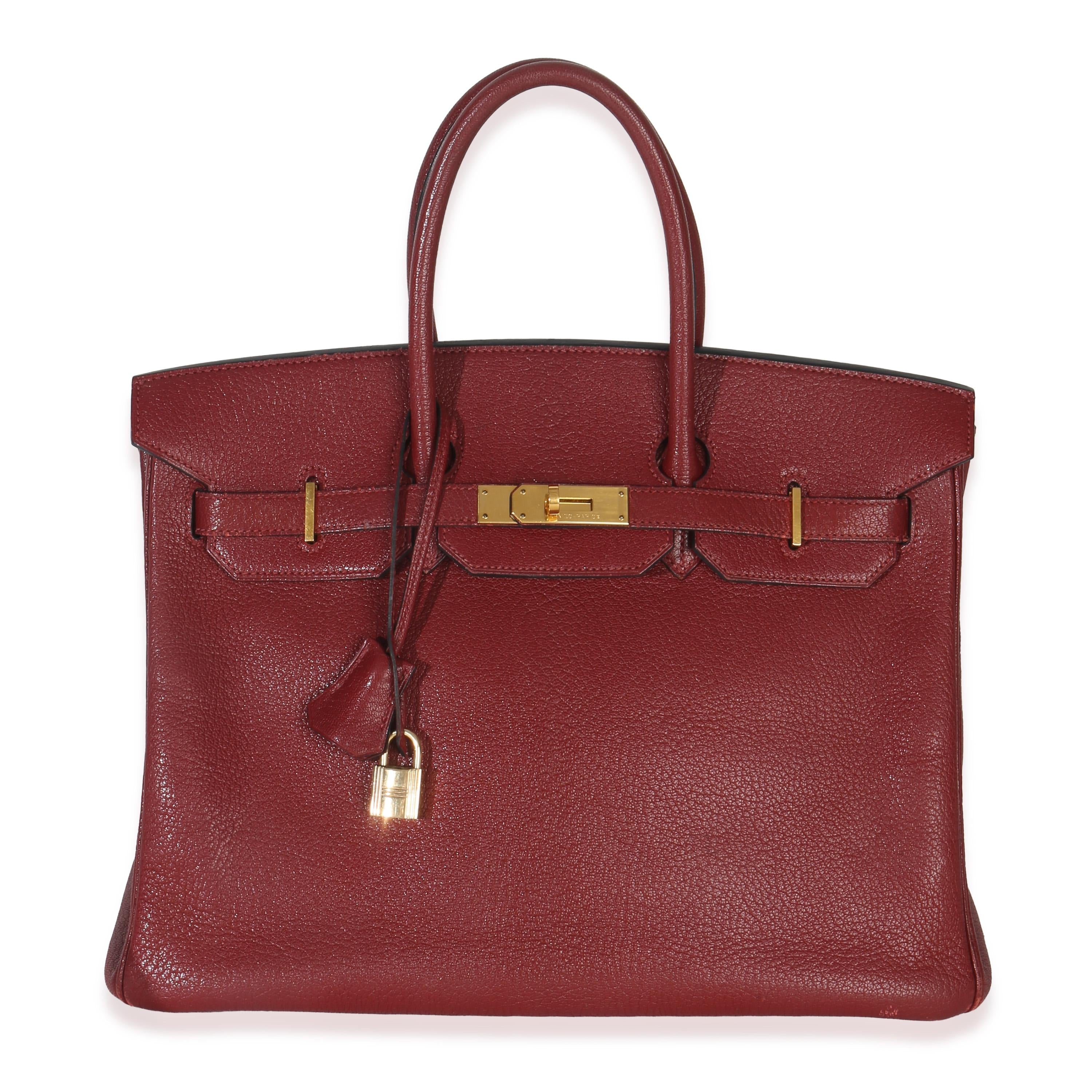 Hermès  Chevre de Coromandel Birkin 35 PHW Rouge Grenat