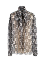Dolce & Gabbana White and Black Sheer Silk Blouse