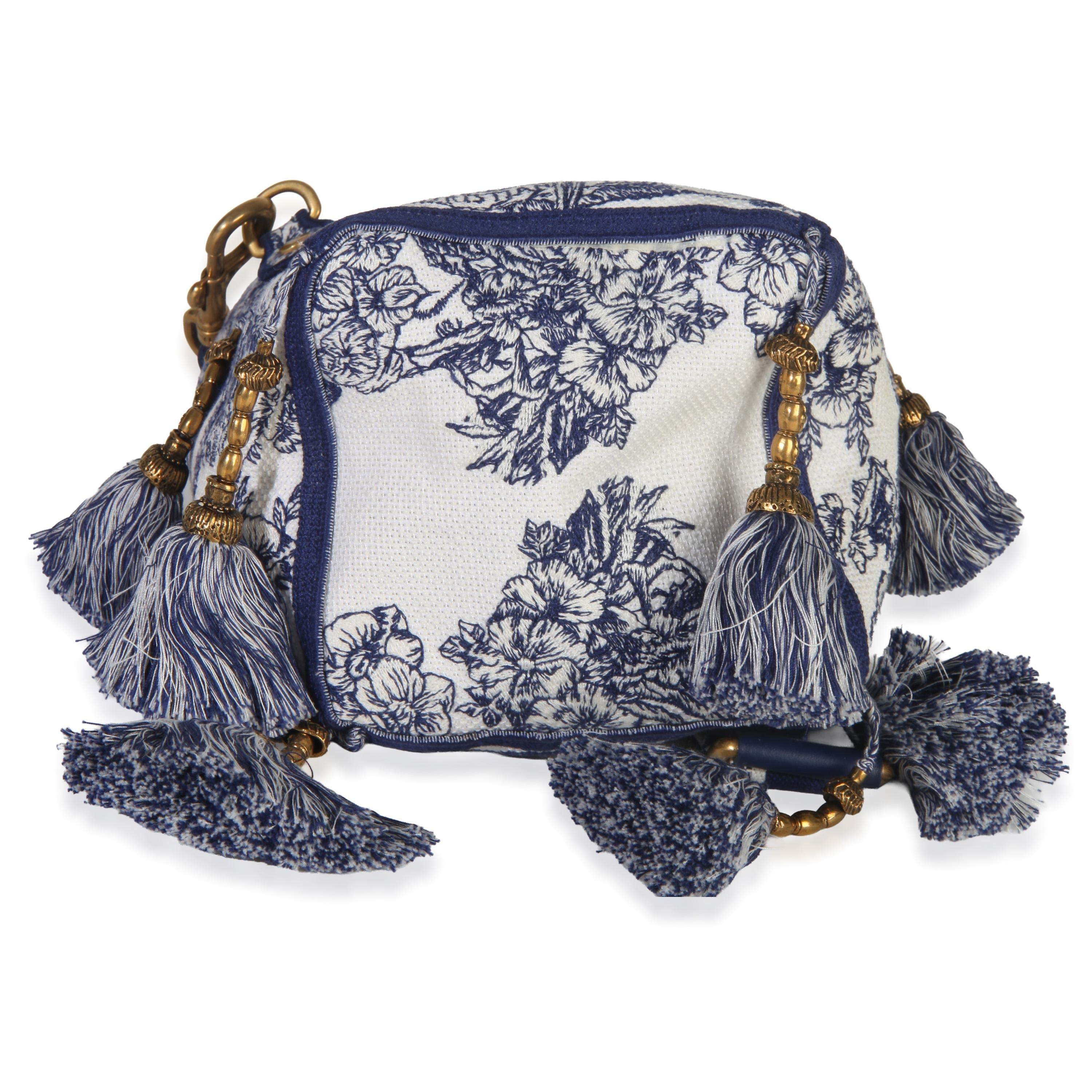 Christian Dior  Toile de Jouy Embroidery D-Bubble Bucket Bag