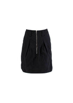 Black Zip-Front Cargo Skirt