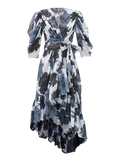 Alexandre Vauthier Asymmetric gathered printed cotton-gauze wrap dress