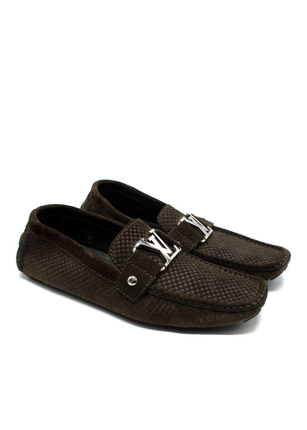 Louis Vuitton Khaki Suede Monte Carlo Slip On Loafers