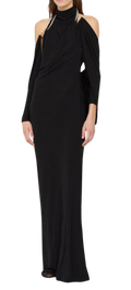 Christopher Esber Black Jersey 'Levitate' Longsleeve Halter Dress