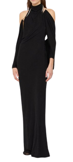Christopher Esber Black Jersey 'Levitate' Longsleeve Halter Dress