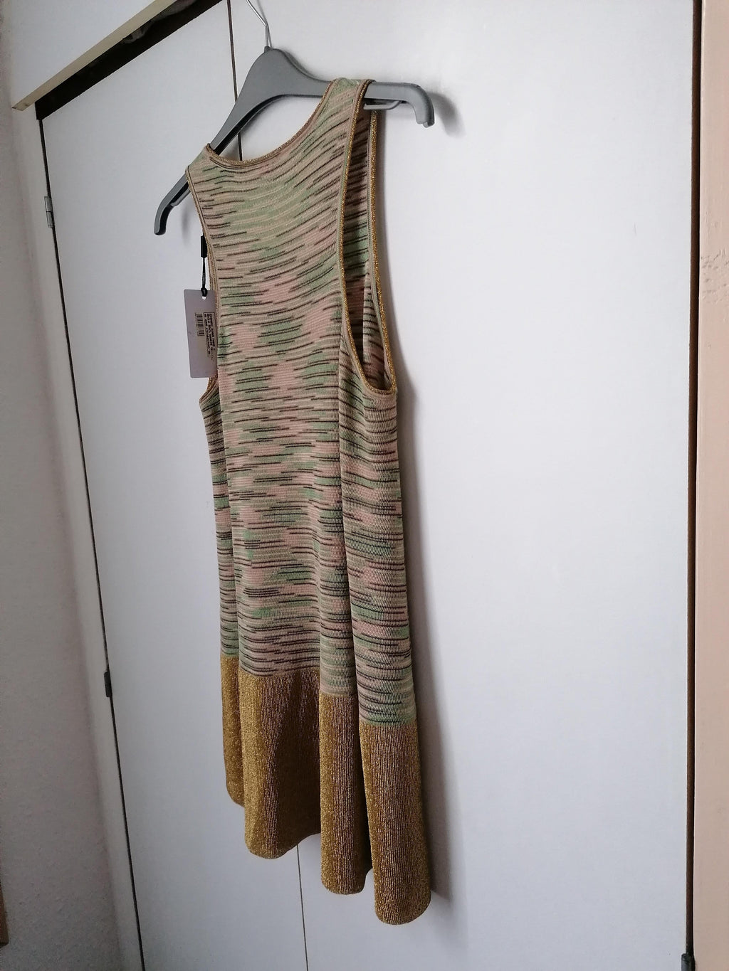 M Green, Pink & Gold Knitted Skater Dress