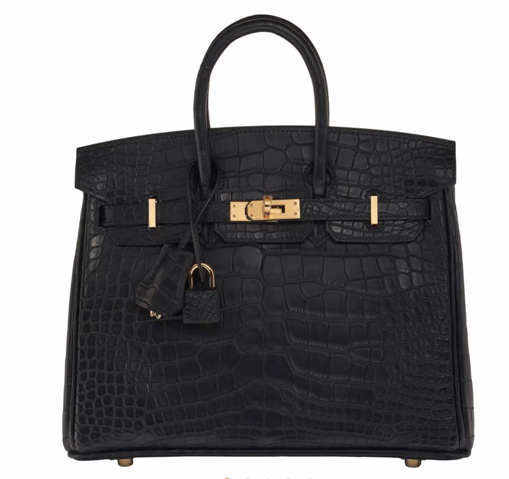 Matte Noir Sellier Mississippiensis Alligator 25cms Birkin with  Gold Hardware