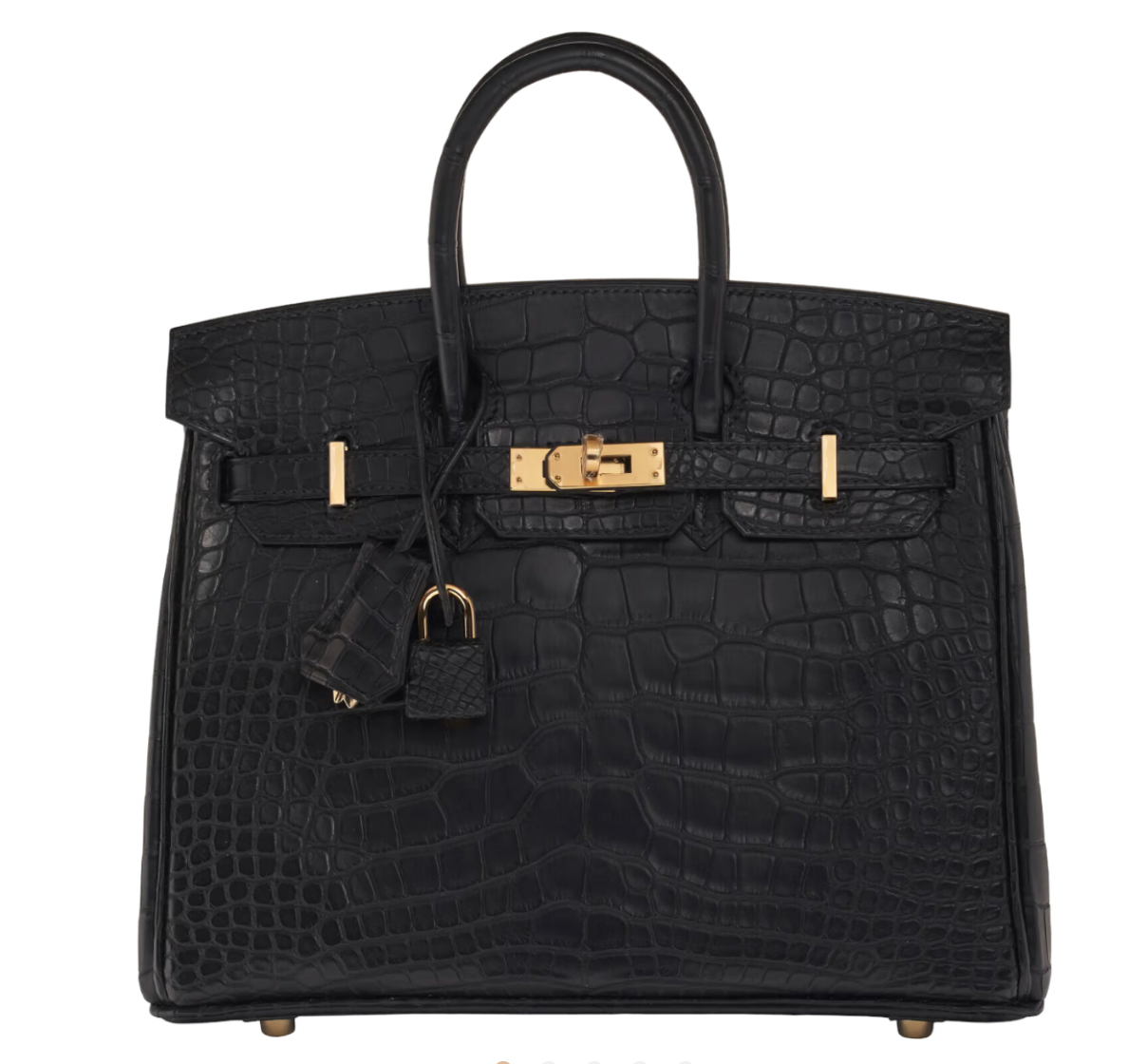 Matte Noir Sellier Mississippiensis Alligator 25cms Birkin with  Gold Hardware